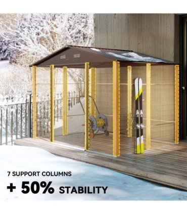 Outsunny 9.1x6.4ft Garden Shed, Tool Storage Sliding Door Wood Effect