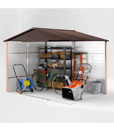 Outsunny 9.1x6.4ft Garden Shed, Tool Storage Sliding Door Wood Effect