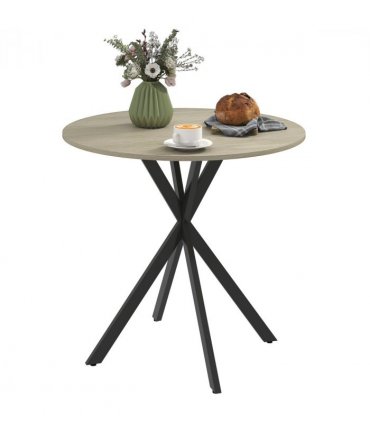 HOMCOM 80cm Round Dining Table, Industrial Kitchen Table with Steel Legs