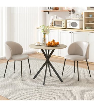 HOMCOM 80cm Round Dining Table, Industrial Kitchen Table with Steel Legs