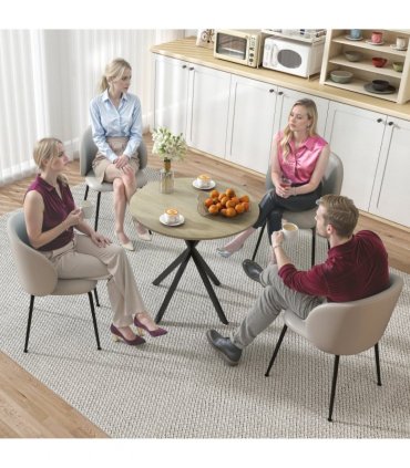 HOMCOM 80cm Round Dining Table, Industrial Kitchen Table with Steel Legs