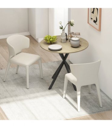 HOMCOM 80cm Round Dining Table, Industrial Kitchen Table with Steel Legs