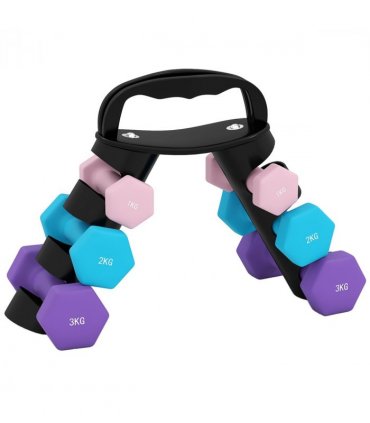 SPORTNOW Dumbbells Set with Storage Rack, 2 x 1kg, 2 x 2kg, 2 x 3kg, Pink