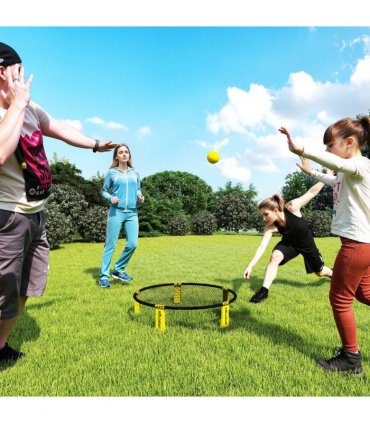 SPORTNOW Spike Ball Set, Mini Beach Games Set with Net, 3 Balls and Pump