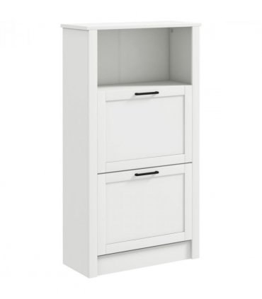 HOMCOM Modern Shoe Cabinet with 2 Flip Drawers and Adjustable Shelves, White