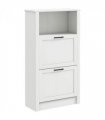 HOMCOM Modern Shoe Cabinet with 2 Flip Drawers and Adjustable Shelves, White