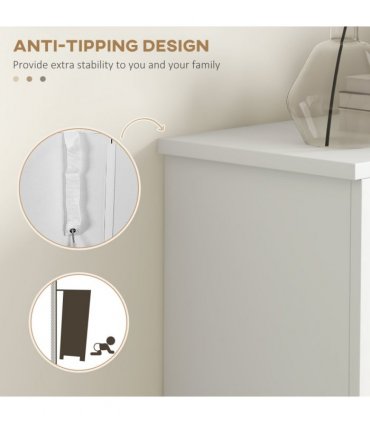 HOMCOM Modern Shoe Cabinet with 2 Flip Drawers and Adjustable Shelves, White