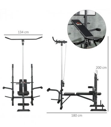 HOMCOM Adjustable Weight Bench Multifunction Full Body Workout Bench