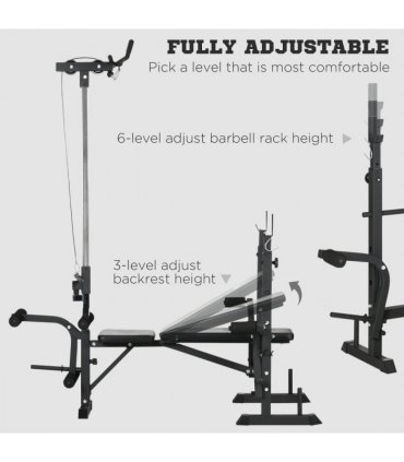HOMCOM Adjustable Weight Bench Multifunction Full Body Workout Bench