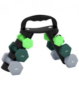 SPORTNOW Dumbbells Set with Storage Rack, 2 x 1kg, 2 x 2kg, 2 x 3kg, Green