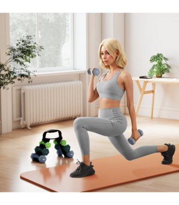 SPORTNOW Dumbbells Set with Storage Rack, 2 x 1kg, 2 x 2kg, 2 x 3kg, Green