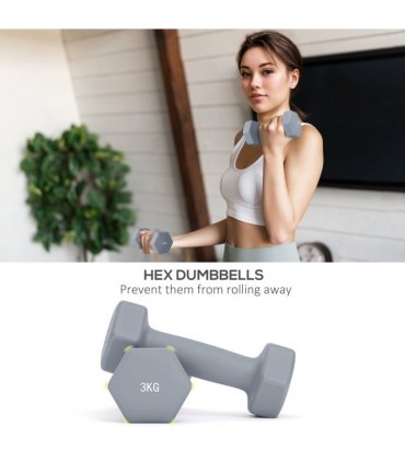 SPORTNOW Dumbbells Set with Storage Rack, 2 x 1kg, 2 x 2kg, 2 x 3kg, Green