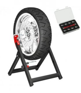 HOMCOM Steel Motorcycle Wheel Balancer Truing Stand with Spoke Wrench, Black