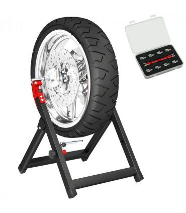 HOMCOM Steel Motorcycle Wheel Balancer Truing Stand with Spoke Wrench, Black