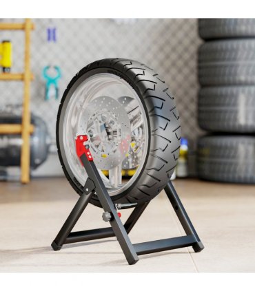 HOMCOM Steel Motorcycle Wheel Balancer Truing Stand with Spoke Wrench, Black