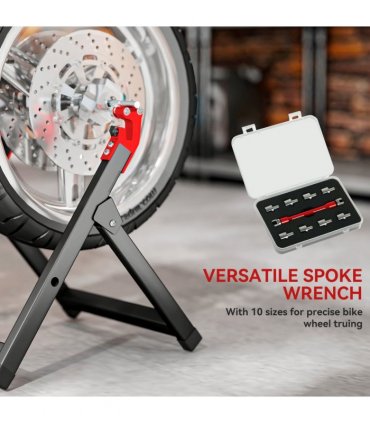 HOMCOM Steel Motorcycle Wheel Balancer Truing Stand with Spoke Wrench, Black