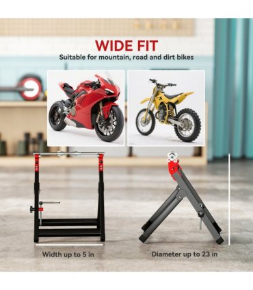 HOMCOM Steel Motorcycle Wheel Balancer Truing Stand with Spoke Wrench, Black