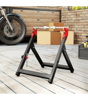 HOMCOM Steel Motorcycle Wheel Balancer Truing Stand with Spoke Wrench, Black