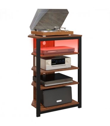 HOMCOM TV Stand with Lights, 4-Tier Storage Shelves for TVs up to 29"