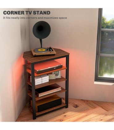 HOMCOM TV Stand with Lights, 4-Tier Storage Shelves for TVs up to 29"