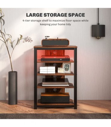 HOMCOM TV Stand with Lights, 4-Tier Storage Shelves for TVs up to 29"