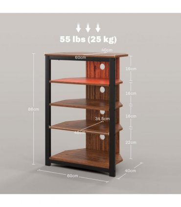 HOMCOM TV Stand with Lights, 4-Tier Storage Shelves for TVs up to 29"
