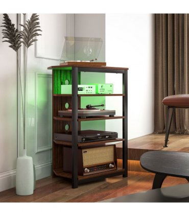 HOMCOM TV Stand with Lights, 4-Tier Storage Shelves for TVs up to 29"