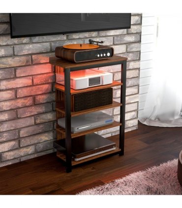 HOMCOM TV Stand with Lights, 4-Tier Storage Shelves for TVs up to 29"