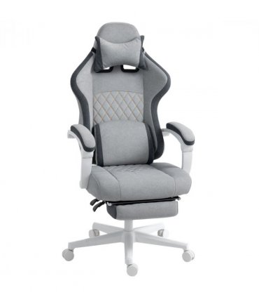 HOMCOM Printed Velvet Computer Recliner Chair with Adjustable Height, Grey