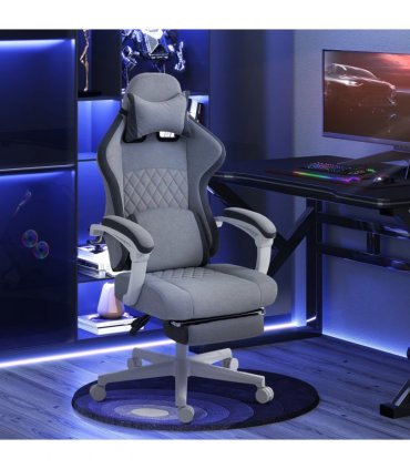 HOMCOM Printed Velvet Computer Recliner Chair with Adjustable Height, Grey