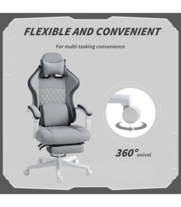 HOMCOM Printed Velvet Computer Recliner Chair with Adjustable Height, Grey