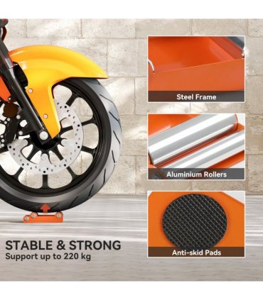 HOMCOM Motorcycle Wheel Roller Stand for Tyre Cleaning and Chain Lubrication