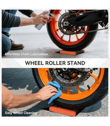 HOMCOM Motorcycle Wheel Roller Stand for Tyre Cleaning and Chain Lubrication