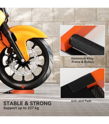 HOMCOM Motorcycle Wheel Roller Stand for Tyre Cleaning and Chain Lubrication