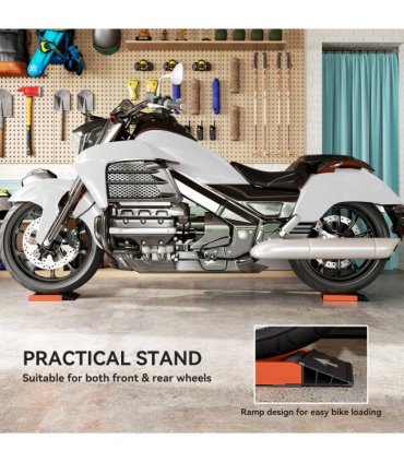 HOMCOM Motorcycle Wheel Roller Stand for Tyre Cleaning and Chain Lubrication