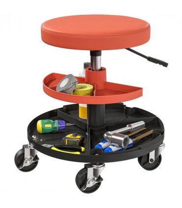 HOMCOM Rolling Mechanic Stool, 135kg Capacity Workshop Stool, Yellow