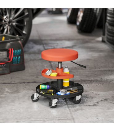HOMCOM Rolling Mechanic Stool, 135kg Capacity Workshop Stool, Yellow