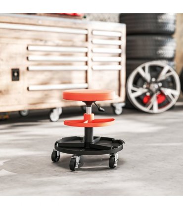 HOMCOM Rolling Mechanic Stool, 135kg Capacity Workshop Stool, Yellow