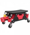 HOMCOM Rolling Mechanic Stool, 135kg Capacity Workshop Stool, Red