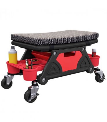 HOMCOM Rolling Mechanic Stool, 135kg Capacity Workshop Stool, Black