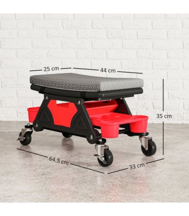 HOMCOM Rolling Mechanic Stool, 135kg Capacity Workshop Stool, Black