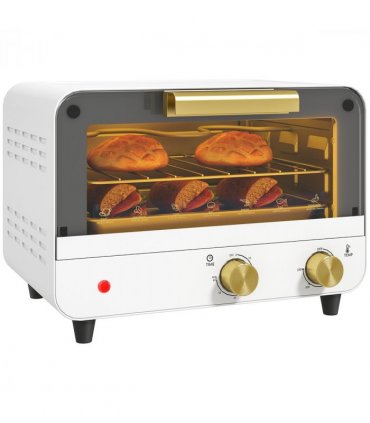 HOMCOM Small Toaster Oven, 12L Mini Countertop Oven with Glass Door, White