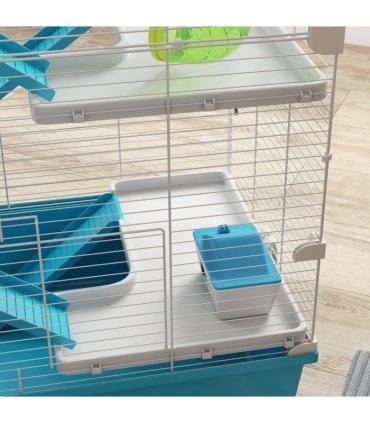 PawHut 6 Tier Hamster Cage with Twin Tower and Accessories, Light Blue