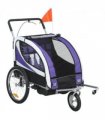 HOMCOM 2 Seat Child Bike Trailer, Baby Bicycle Trailer for 2 Kids, Purple