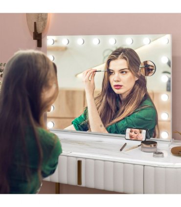 HOMCOM Hollywood Vanity Mirror with Lights, 10X Magnifying, USB Port, White