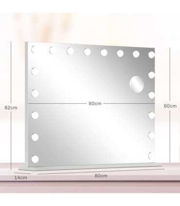 HOMCOM Hollywood Vanity Mirror with Lights, 10X Magnifying, USB Port, White