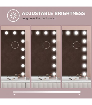 HOMCOM Hollywood Vanity Mirror with Lights, 10X Magnifying, USB Port, White