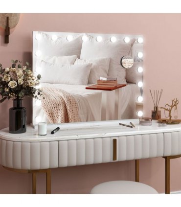 HOMCOM Hollywood Vanity Mirror with Lights, 10X Magnifying, USB Port, White