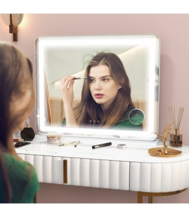 HOMCOM Vanity Mirror with Lights, 10X Magnifying, USB Charging Port, White