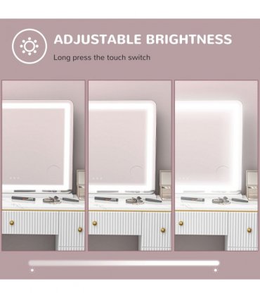 HOMCOM Vanity Mirror with Lights, 10X Magnifying, USB Charging Port, White